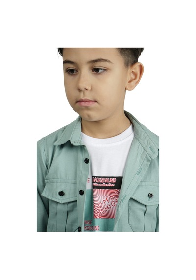 Mnk Baby & Kids Gömlek , Pantolon , T-shirt 3parça Erkek Çocuk Takım Mnk1754 Yeşil
