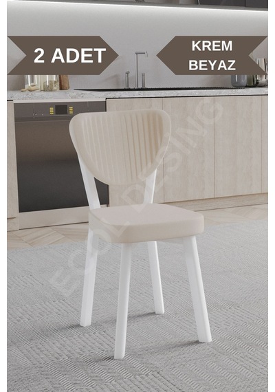 Faymend 2 Adet Elma Model Mutfak Sandalyesi Salon Sandalyesi Yemek Sandalyesi Cafe Restaurant Sandalyesi Krem