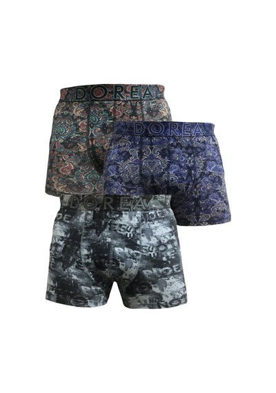 Dorea Erkek 3 Adet Desenli Boxer Çok Renkli