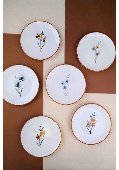 Tabak Evi Porselen Azelya Karma Pasta Tabağı Seti 19,50cm 6 Kişilik 6 Parça Çok Renkli