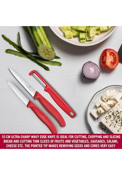 Victorinox 6.7111.33c1 Swiss Classic 3lü Bıçak Ve Soyacak Set, Kırmızı Çok Renkli