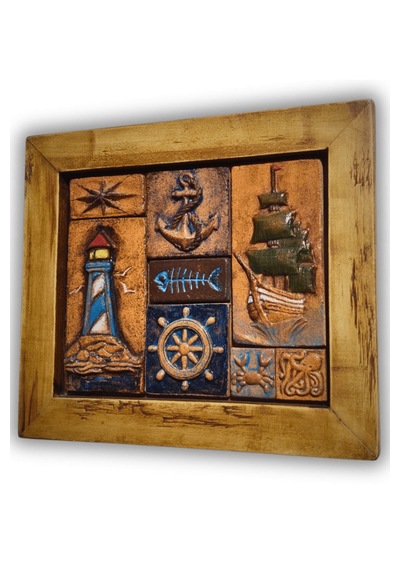 Akdeniz Marin Konsept El Yapımı Seramik Ahşap Duvar Panosu - Yazlık Ve Sahil Evi Dekoru 26x30 Cm Çerçeveli Akdeniz Marin Konsept El Yapımı Seramik Ahşap Duvar Panosu - Yazlık Ve Sahil Evi Dekoru 26x30 Cm Çerçeveli