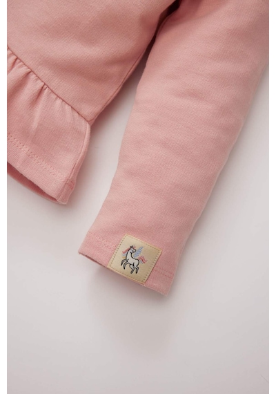 DeFacto Kız Bebek 2'li Takım Bisiklet Yaka Sweatshirt Unicorn Baskılı Beli Lastikli Alt D8699A525SPBR80