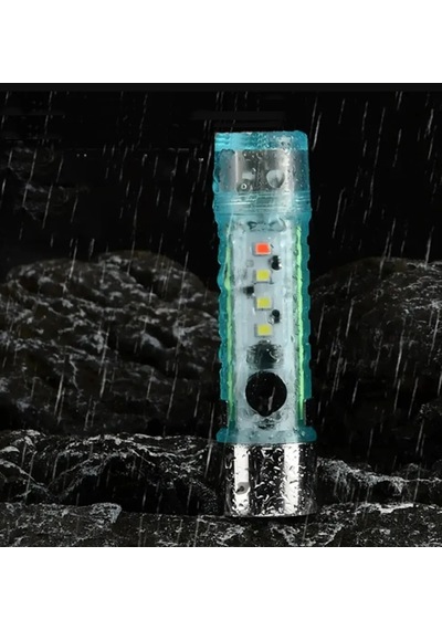 Gaman Ey023 10watt Ultra Güçlü 6mod Kırmızı İkaz Ledli Şarjlı El Feneri Mavi