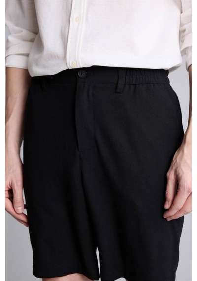 Defacto Regular Fit Keten Karışımlı Siyah Erkek Şort D4277ax/bk27