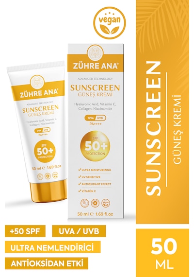 Zühre Ana Uva Uvb Leke Karşıtı Yüksek Koruma Ve Nemlendirici Etkili Güneş Kremi SPF50+ 50 ML