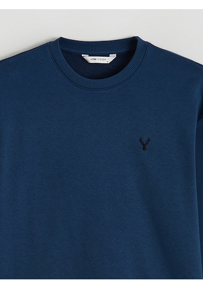 Lcw Vision İndigo Bisiklet Yaka Erkek Kalın Sweatshirt
