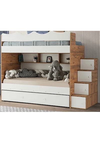 Grey Mdf Çelik Profilli Yavrulu Ranza Bc M2 90 X 190 Cm