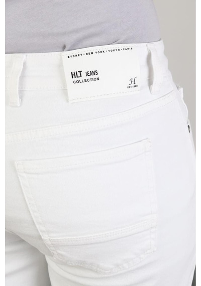 HLT Jeans Erkek Beyaz Rahat Kesim Esnek Likralı Kot Jean Şort Beyaz