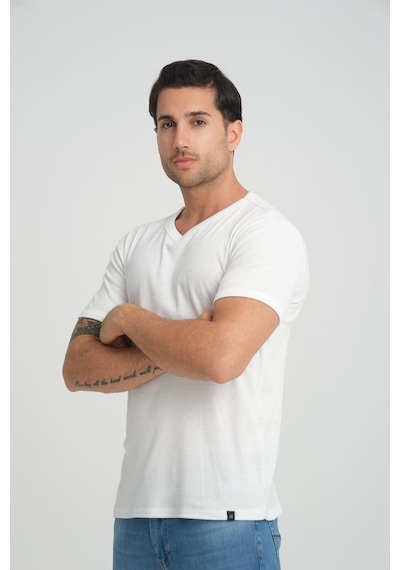 Alexander Gardi Alexandergardı Fitilli V Yaka Regular Fit T-shirt E24-74602 001