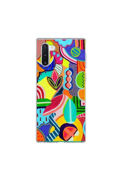 Samsung Galaxy Note 10 İle Uyumlu 1mm Slim Fit Retro Colors 6 Baskılı Şeffaf Kılıf Şeffaf