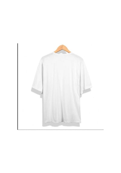 Startmore Erkek Beyaz Patlıcan Oversze Bisiklet Yaka Tshirt Beyaz