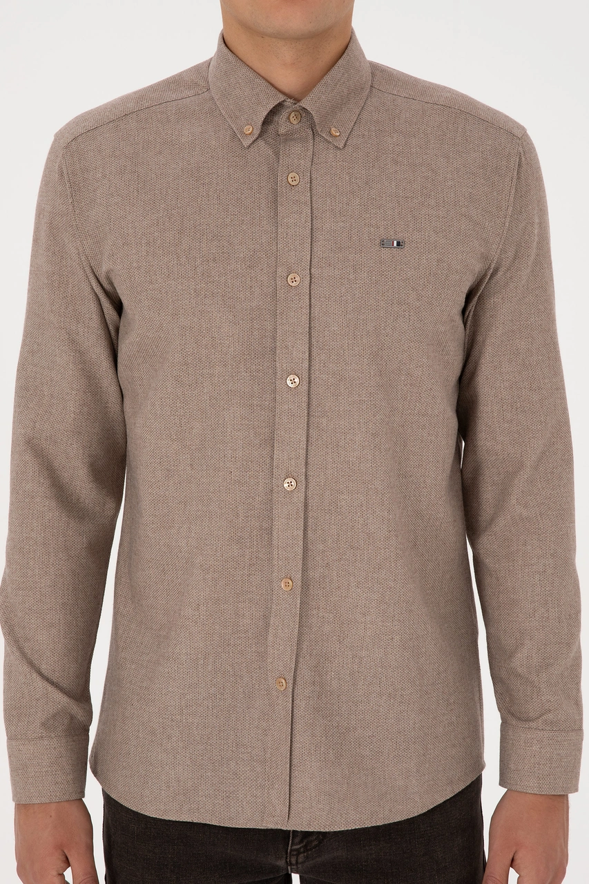 U.s. Polo Assn. Erkek Camel Gömlek Desenli 50315613-vr015 Camel