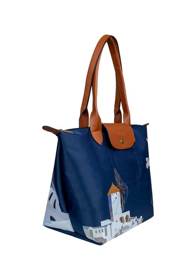 Dogo Kadın Vegan Lacivert Large El Çantası - Santorini Tasarım Multicolor