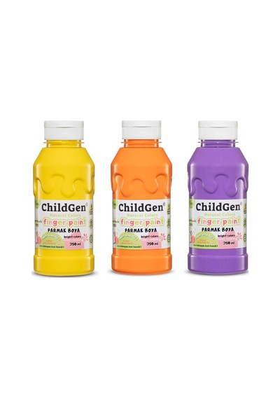 Childgen Süper Yıkanabilir Parmak Boya 350 Ml X 3 Renk Sarı, Turuncu, Mor Genel