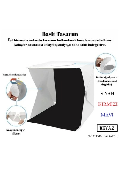 Hpytech Katlanabilir Fotoğraf Kutusu,ışıklı Ürün Çekim Çadırı