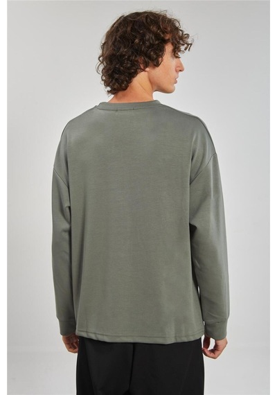 Barrels And Oıl Bisiklet Yaka Erkek Sweatshirt- Açık Haki Açık Haki
