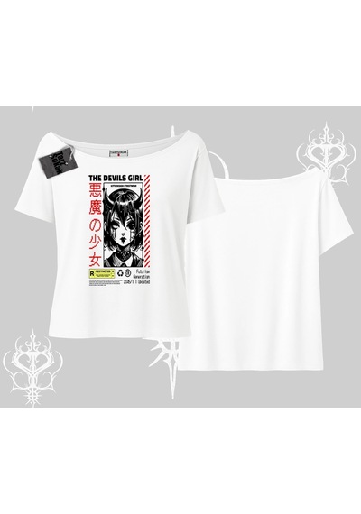 Tarzsokak Kayık Yaka Tshirt Anime Devils Girl Japanese Style Baskılı Beyaz Tarzsokak Kayık Yaka Tshirt Anime Devils Girl Japanese Style Baskılı Beyaz