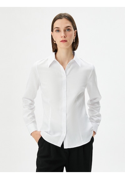 Koton Klasik Gömlek Uzun Kollu Düğmeli Slim Fit Beyaz 4sak60004uw 4SAK60004UW000 Beyaz