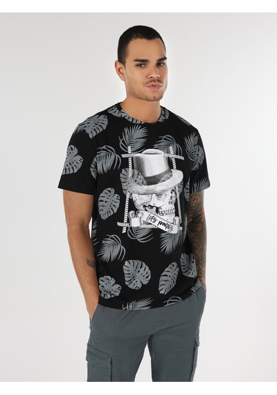 Colin'S Regular Fit Bisiklet Yaka Baskılı Siyah Erkek Kısa Kol Tişört Cl1062701_Q1.V1_Blk
