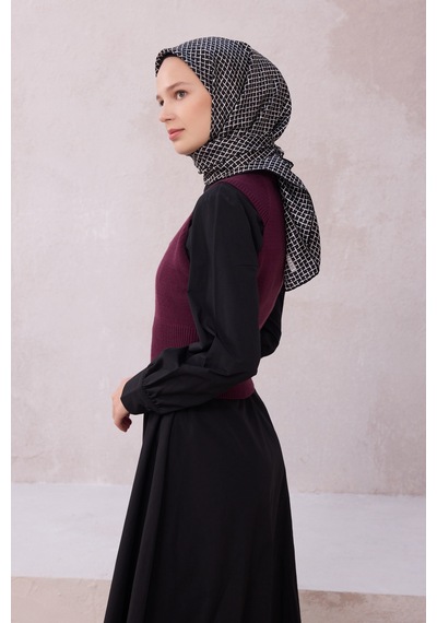 BELLİ Çiçek Desen İpek Twill Eşarp 4203d01 Siyah -taş - 09