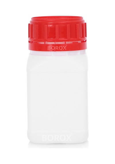 Borox Plastik Kare Şişe Kırmızı Kilit Kapaklı Sızdırmaz Numune Şişesi 200 x 250 ML
