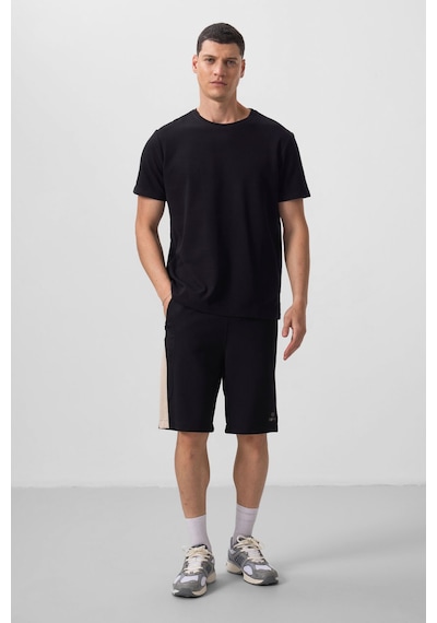 Tommy Life Siyah Yüzeyi Dokulu Rahat Form Basic Erkek T-shirt - 88436 Siyah