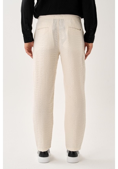 Alexandergardi Smart Casual Dokulu Pantolon Ekru
