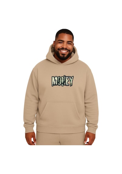 Benroma Money Baskılı Büyük Beden Unisex Sweatshırt Bej