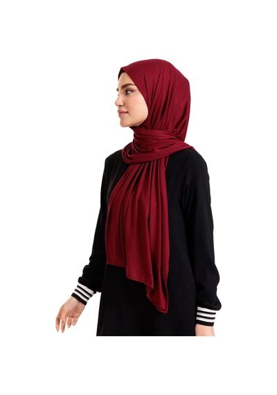 Bordo Likralı Penye Şal