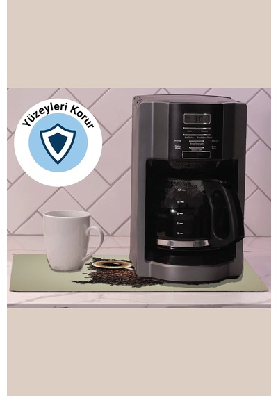 Valerine Life Kahve Makinesi Matı Sıvı Geçirmez Kaymaz Yıkanır Çaycı Çay Espresso Makinesi Pad 35x45 Krem