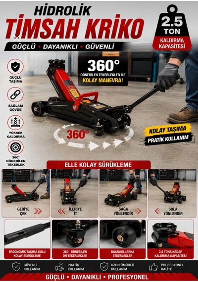 Timsah Kriko Ve Bijon Sökme Anahtarı Araç Kaldırma Krikosu Çelik Teker Taşıma Çantalı 2.5 Tona Kadar