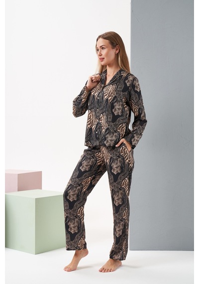 Relax Mode Kadın Siyah/leopar Pijama Takım - 28039r