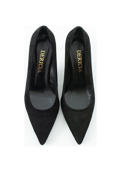 Dericia Shoes Elina Hakiki Deri Kadın İnce Topuklu Ayakkabı Siyah