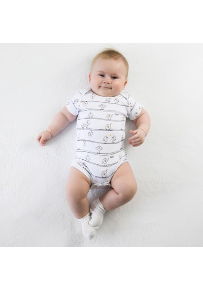 Owlishop Owli Bebek Body Kısa Kol Early Birds Beyaz