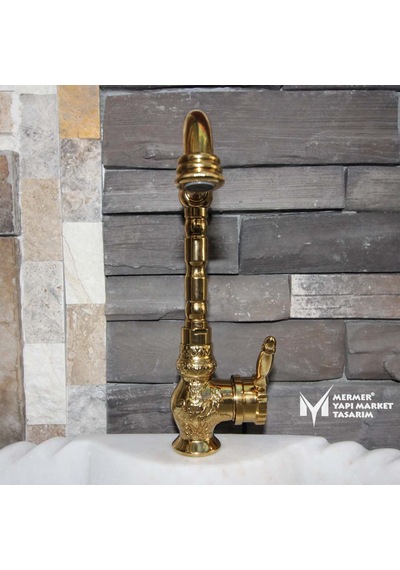 Altın İşlemeli Lavabo Bataryası