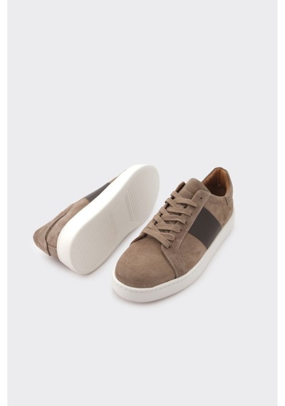 Derinet Comfort Taban Hakiki Deri Erkek Sneaker Vizon Süet Vizon Süet