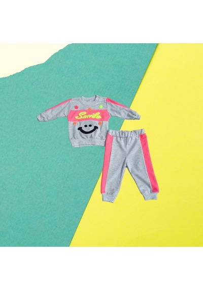 Karacon Baby Smile Yazılı Takim Gri