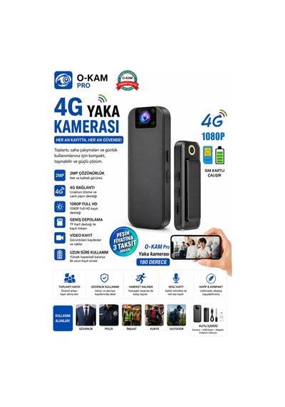 O-kam-2026 4g Yaka Kamerası Siyah - 913736103