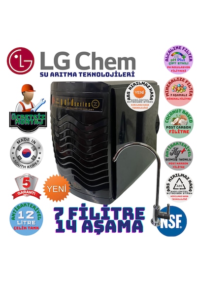 Lg Chem Gold Siyah Montaj Dahil 12lt 7fl 14 Aşama Su Arıtma Cihaz