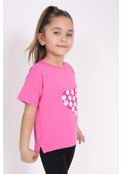 Toontoy Kids Toontoy Kız Çocuk Baskılı Tişört Orkide Beyaz - Pembe
