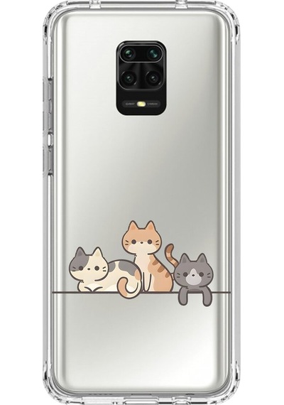 Xiaomi Redmi Note 9 Pro Uyumlu Şeffaf Kılıf Kedişler 4 Tasarımlı