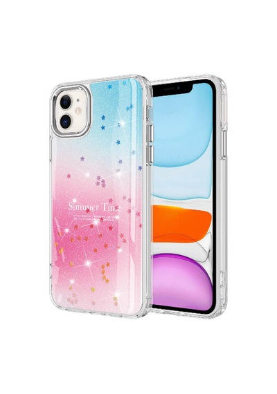 Apple Uyumlu iPhone 11 Kılıf Simli Desenli Parlak Zore Task Kapak Pembe