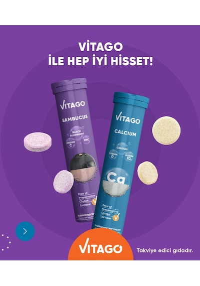 Vitago Sambucus + Kalsiyum 2 x 20 Efervesan Tablet
