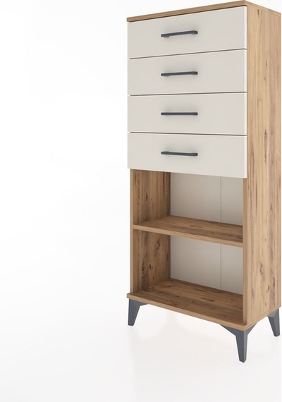 Hyperion Dolap Tek Raflı 4 Çekmeceli 60x44x134 Çam-aytaşı Atlas Çam