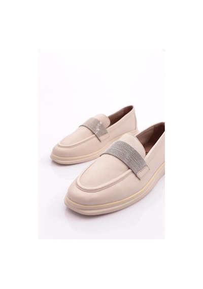 Dgn 981s Kadin Şeritli Loafer Ayakkabi 981S-2-R146975 Ekru