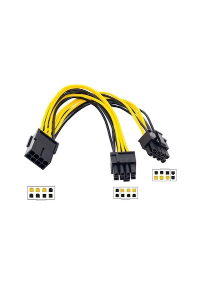 8 Pin Pcie Erkek To 6+2 Pci-E Gpu Y Dişi Çoklayıcı Power Kablo