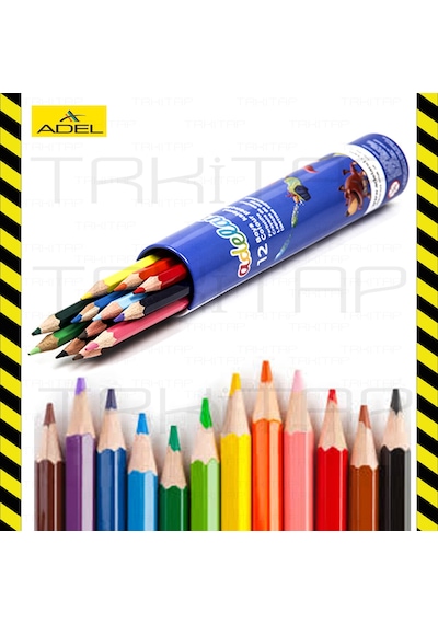 Adeland 12 Renk Tam Boy Uzun Kuru Boya 12 Li Metal Tüp Muhafazalı