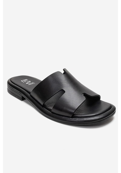 Luvishoes Brıo Siyah Cilt Hakiki Deri Kadın Terlik