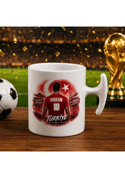 Bk Gift Kişiye Özel Türkiye Taraftar Temalı 2026 Dünya Kupası Tasarımlı Hammer Kupa Bardak -1, Tek Yürek Milli Takım Ruhu Beyaz